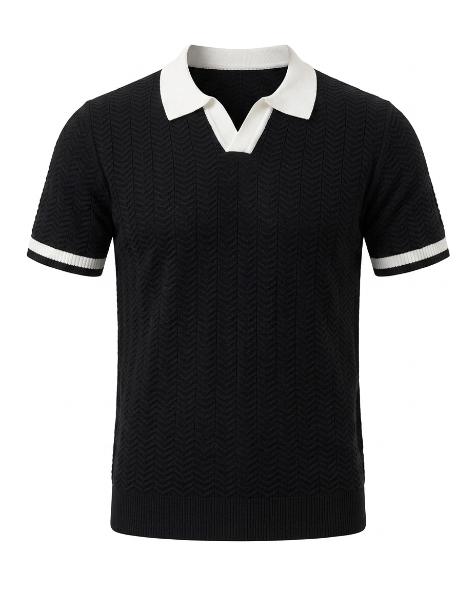 The Ice-Silk Polo — Striped Knit