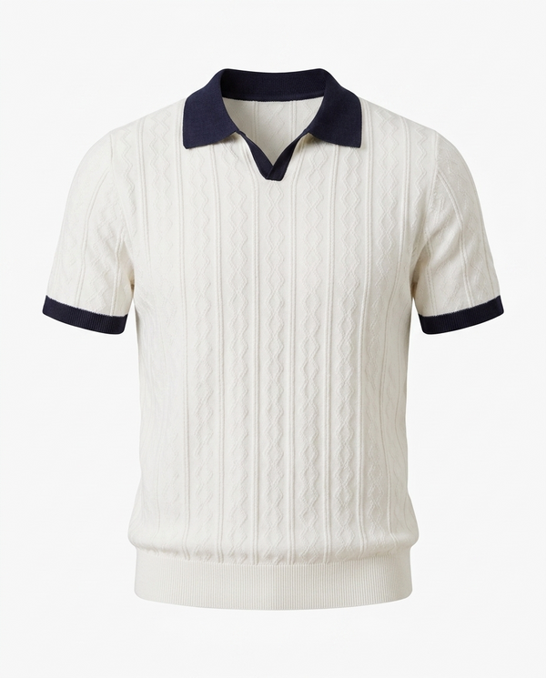 Das Eis-Seide Poloshirt – Kontrastpanel