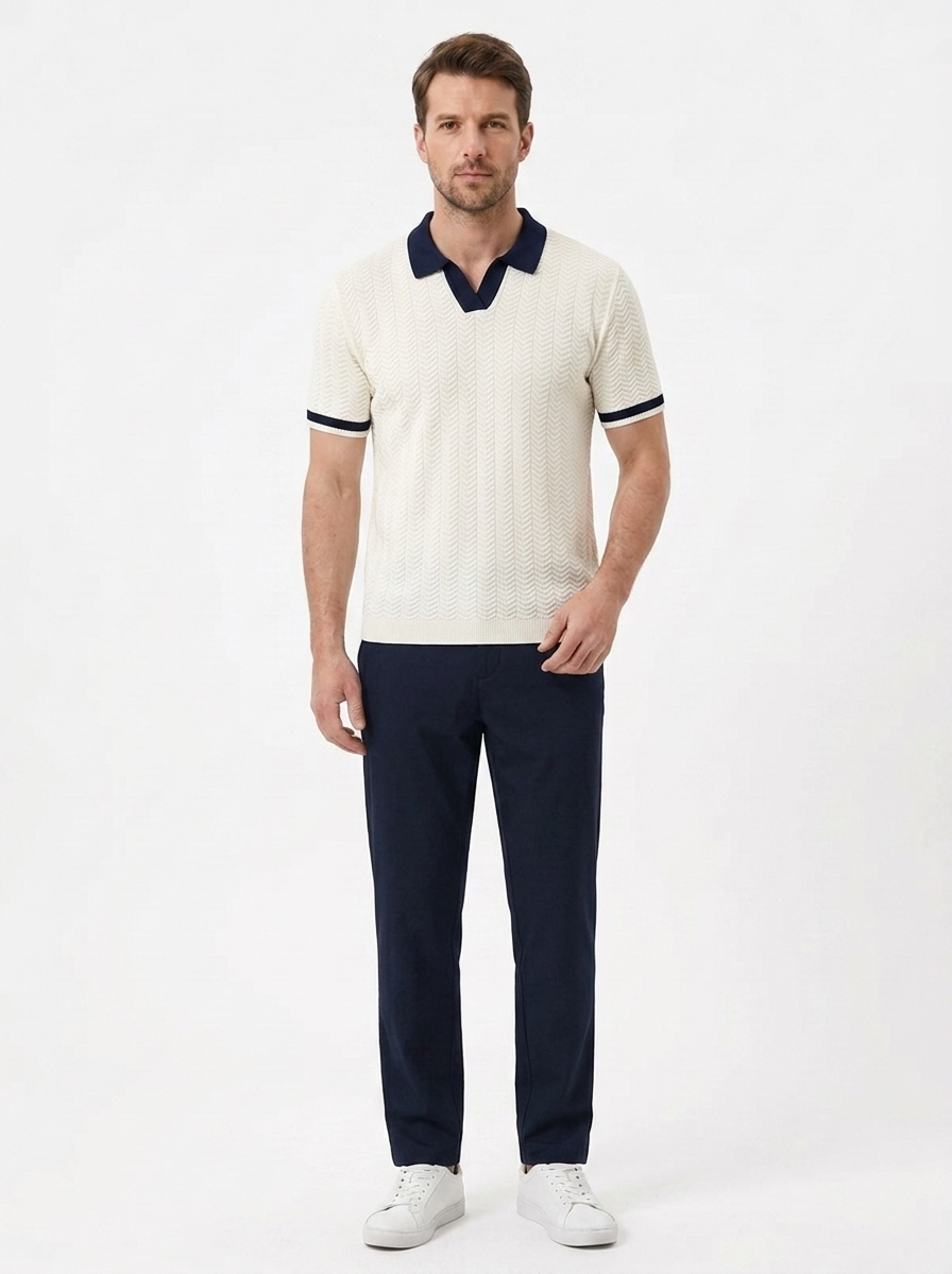 The Ice-Silk Polo — Striped Knit