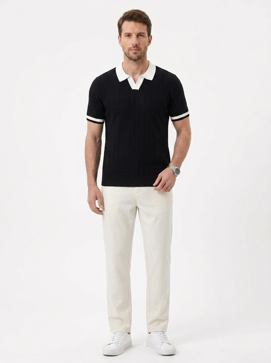 The Ice-Silk Polo — Striped Knit