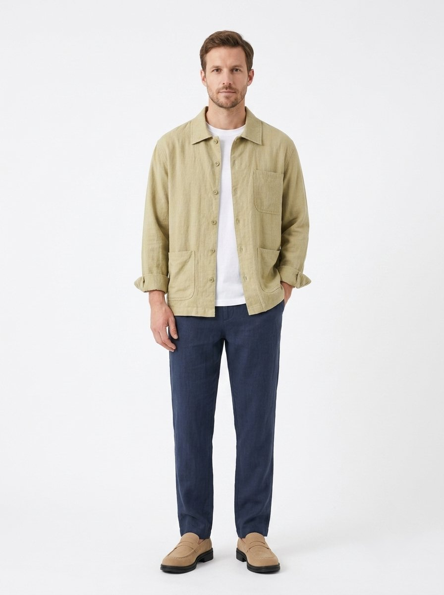 Leinen-Hemdjacke – Revers-Schnitt